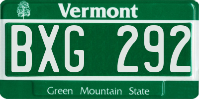 VT license plate BXG292
