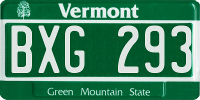 VT license plate BXG293
