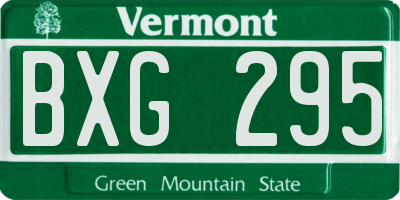 VT license plate BXG295