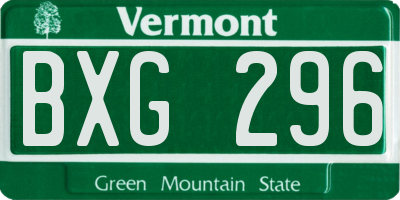 VT license plate BXG296