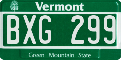 VT license plate BXG299