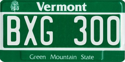 VT license plate BXG300