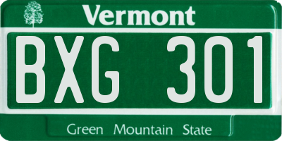 VT license plate BXG301