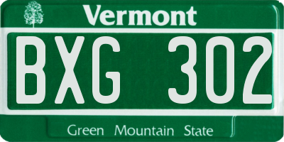 VT license plate BXG302