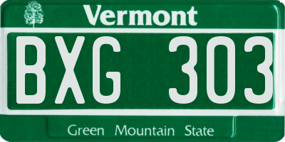 VT license plate BXG303