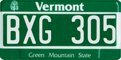 VT license plate BXG305