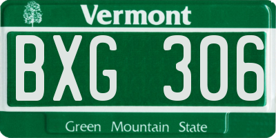 VT license plate BXG306