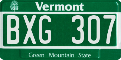 VT license plate BXG307