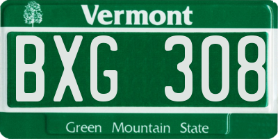 VT license plate BXG308