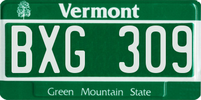 VT license plate BXG309