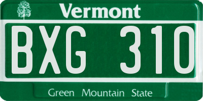 VT license plate BXG310