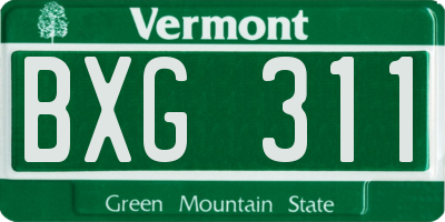 VT license plate BXG311