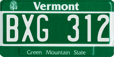 VT license plate BXG312