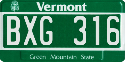 VT license plate BXG316