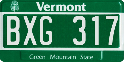 VT license plate BXG317