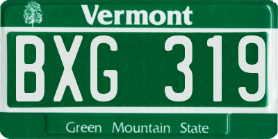 VT license plate BXG319