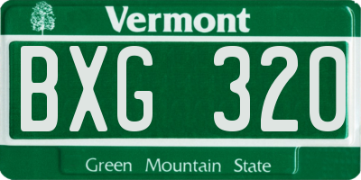 VT license plate BXG320
