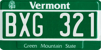 VT license plate BXG321