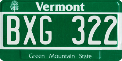 VT license plate BXG322