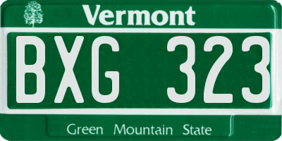 VT license plate BXG323