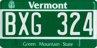 VT license plate BXG324