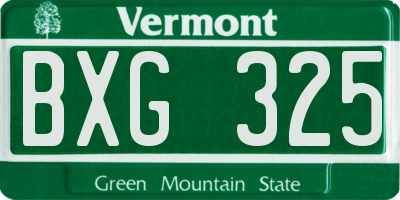 VT license plate BXG325