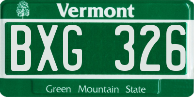 VT license plate BXG326