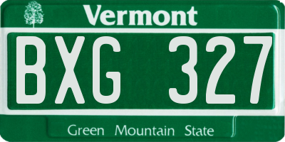 VT license plate BXG327