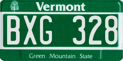 VT license plate BXG328