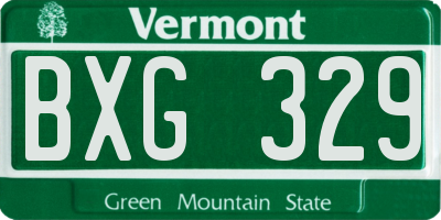 VT license plate BXG329
