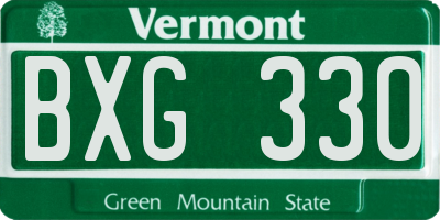 VT license plate BXG330