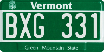 VT license plate BXG331