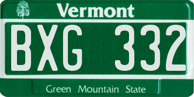 VT license plate BXG332