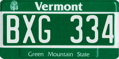 VT license plate BXG334