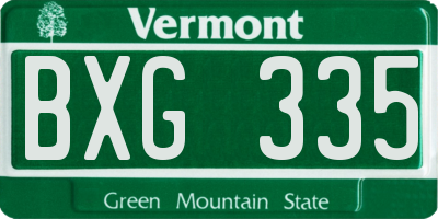 VT license plate BXG335