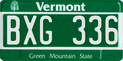VT license plate BXG336