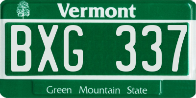 VT license plate BXG337