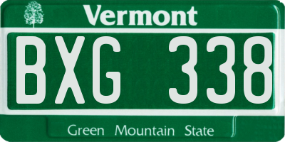 VT license plate BXG338