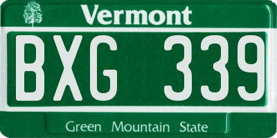 VT license plate BXG339