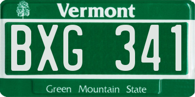 VT license plate BXG341