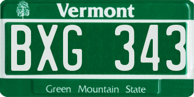 VT license plate BXG343
