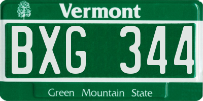 VT license plate BXG344