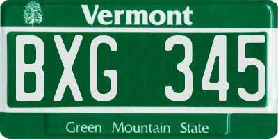 VT license plate BXG345