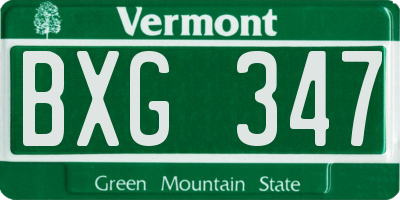 VT license plate BXG347