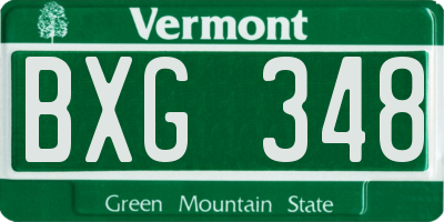 VT license plate BXG348