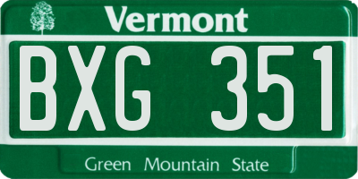 VT license plate BXG351