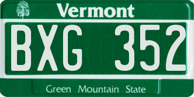 VT license plate BXG352
