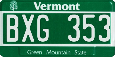 VT license plate BXG353