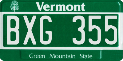 VT license plate BXG355