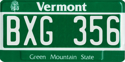 VT license plate BXG356